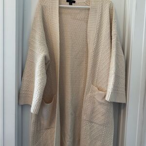 J.Crew Cream Open-Front Cable Knit Women’s Cardigan Sweater